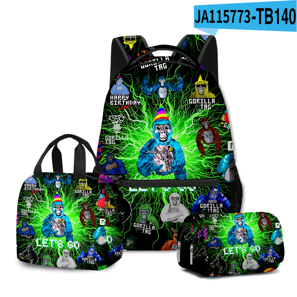 3D Gorilla Tag School Backpack Rucksack Lunch Bag Pencil Case 3Pcs Set Gift - Picture 29 of 32