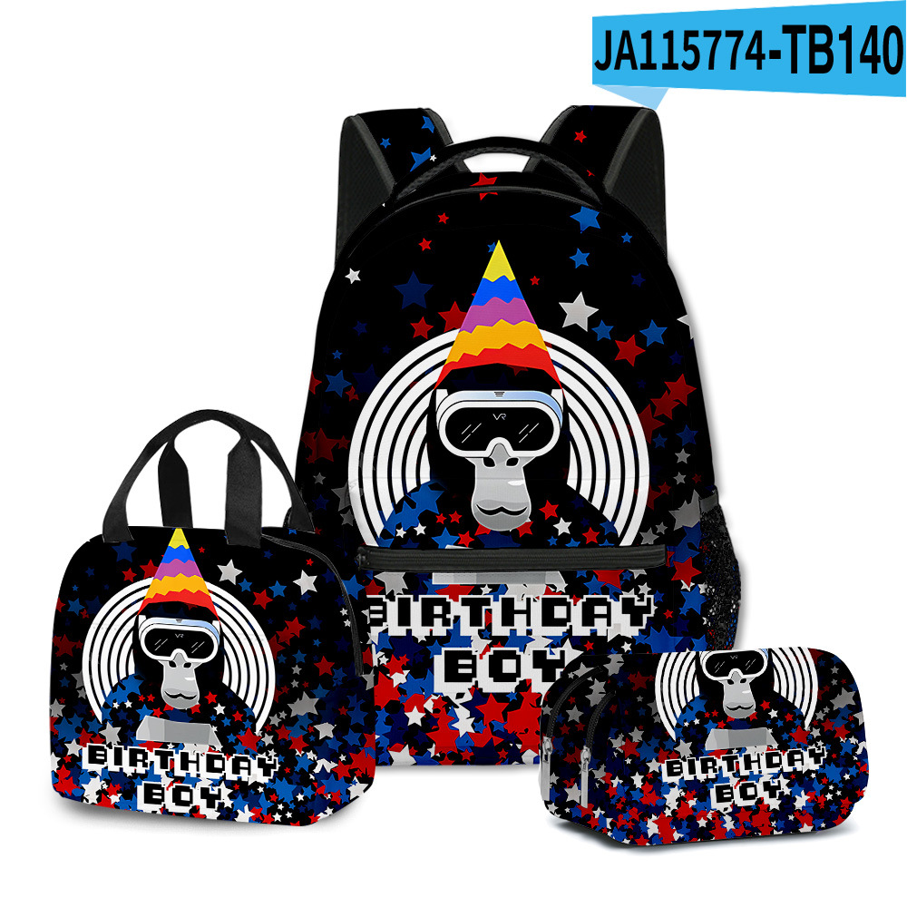 3D Gorilla Tag School Backpack Rucksack Lunch Bag Pencil Case 3Pcs Set Gift - Picture 30 of 32
