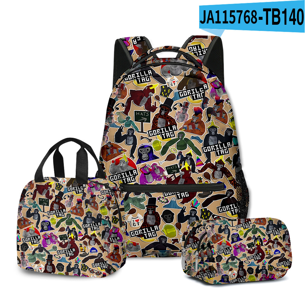 3D Gorilla Tag School Backpack Rucksack Lunch Bag Pencil Case 3Pcs Set Gift - Picture 31 of 32