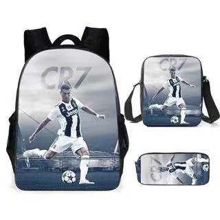 3PCS Messi Ronaldo Student Personalised School Backpack Shoulder Bag Lunch Bag - Picture 32 of 48