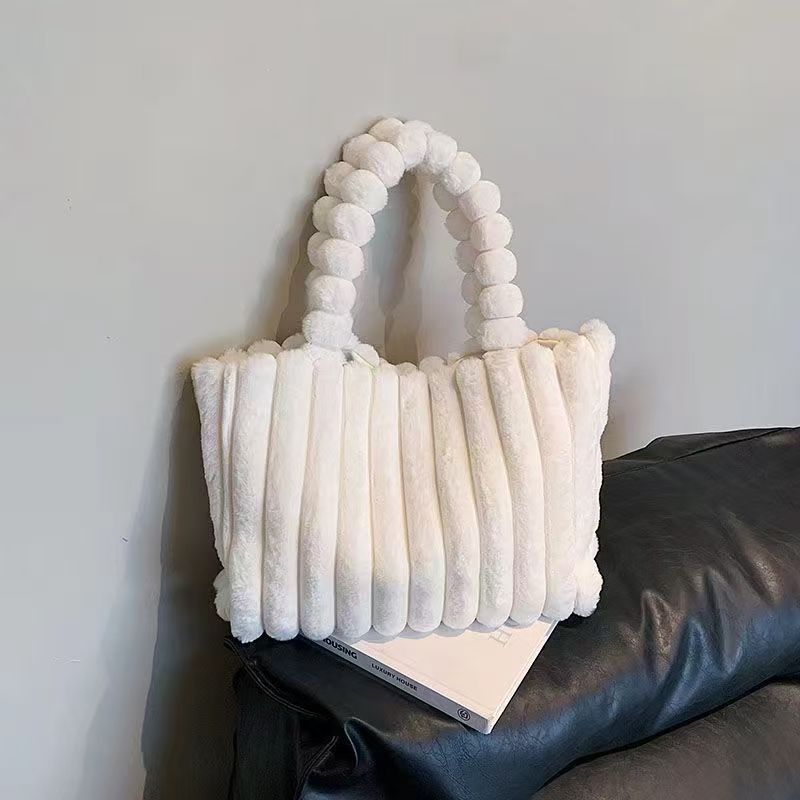 Fluffy Tote Bag for Women Winter Faux Fur Bag Fuzzy Purse and Handbags - Picture 20 of 26