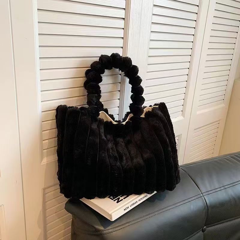 Fluffy Tote Bag for Women Winter Faux Fur Bag Fuzzy Purse and Handbags - Picture 21 of 26