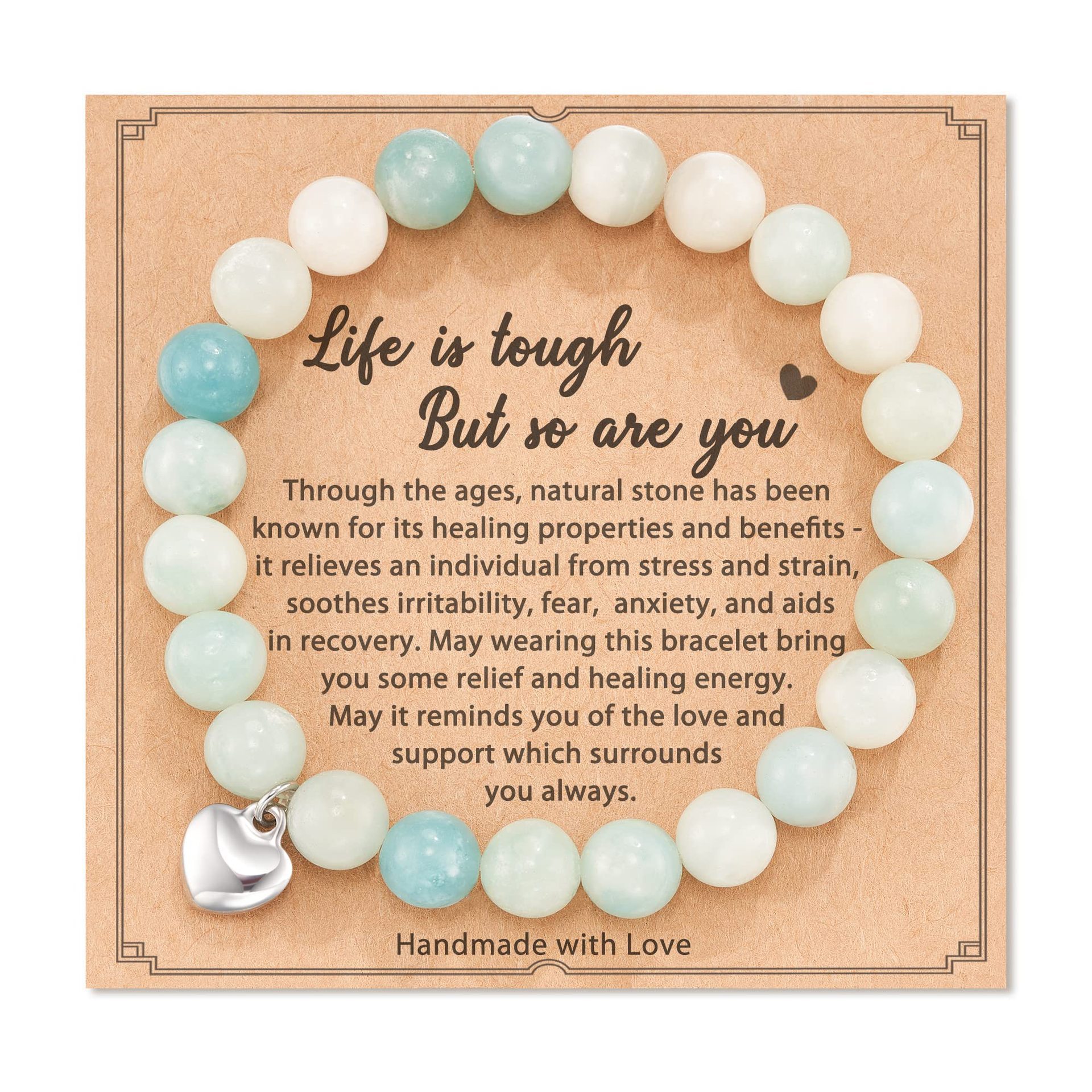 Crystal Bracelet Anti-Anxiety Healing Natural Stone Bead Heart Charm Women Gifts - Picture 21 of 29