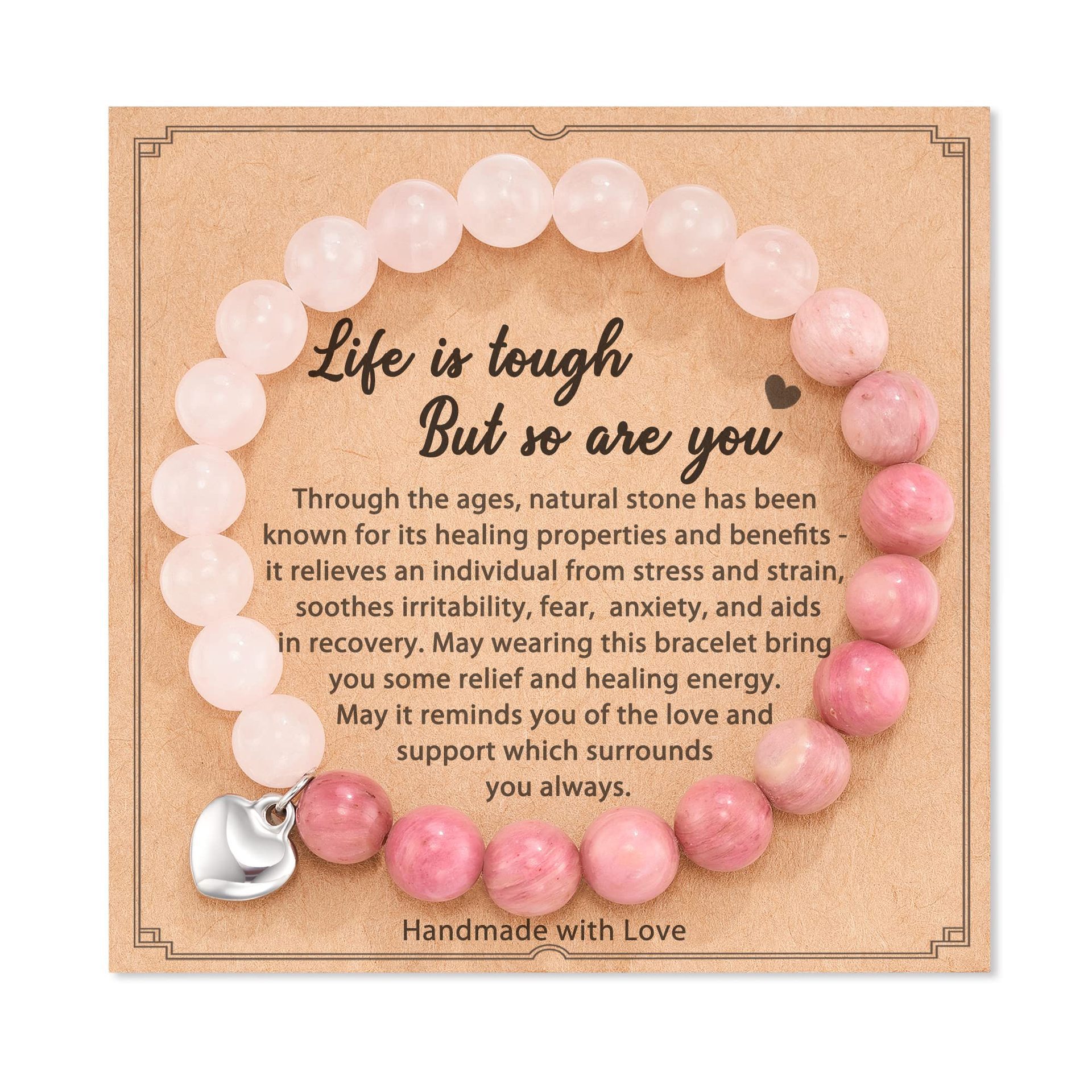 Crystal Bracelet Anti-Anxiety Healing Natural Stone Bead Heart Charm Women Gifts - Picture 22 of 29