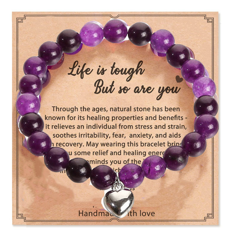 Crystal Bracelet Anti-Anxiety Healing Natural Stone Bead Heart Charm Women Gifts - Picture 27 of 29