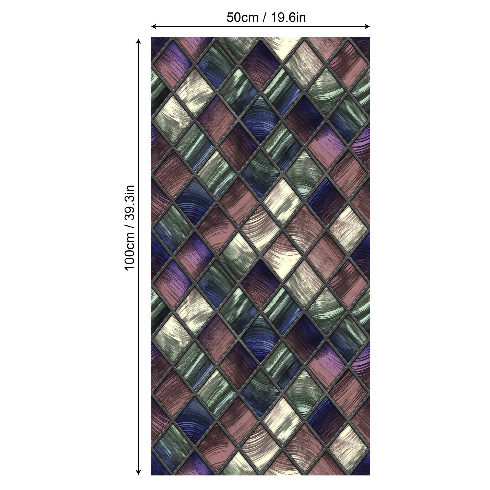 Stained Glass Privacy Window Film Colorful Lattice Window Tint Decals Stickers