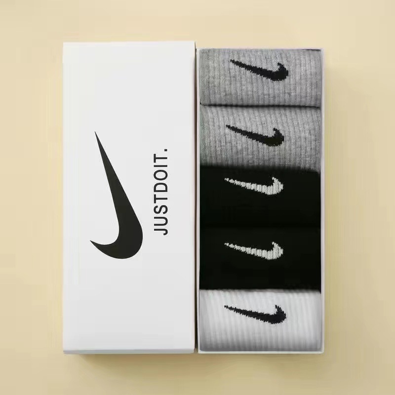 Nike Socks 5 Pairs Pack Men Women Sports Socks Cotton Casual Mid-Tube Socks UK - Picture 24 of 31