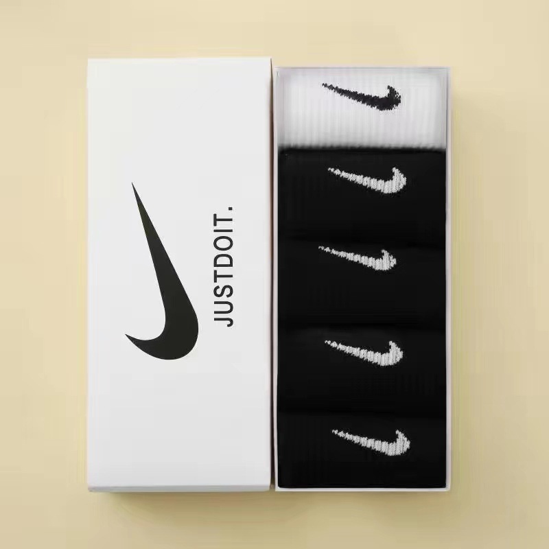 Nike Socks 5 Pairs Pack Men Women Sports Socks Cotton Casual Mid-Tube Socks UK - Picture 23 of 31