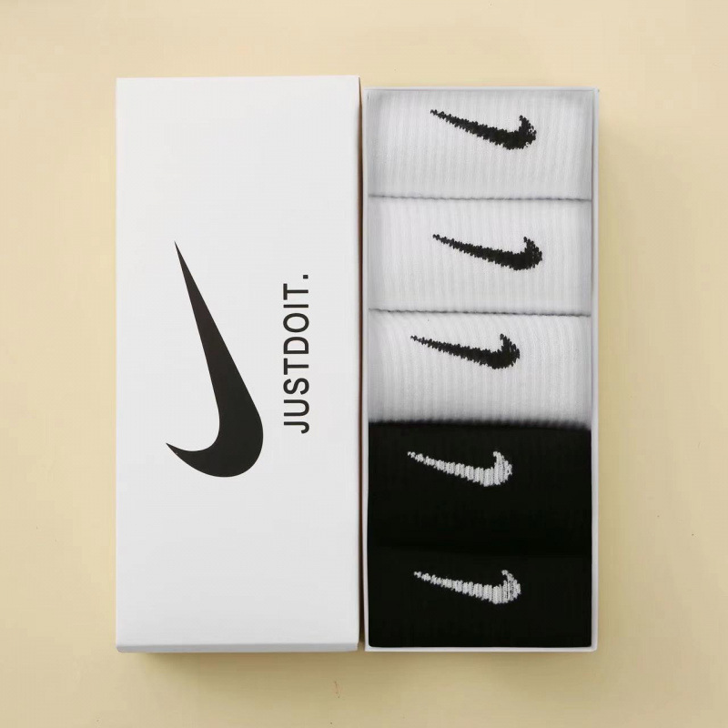 Nike Socks 5 Pairs Pack Men Women Sports Socks Cotton Casual Mid-Tube Socks UK - Picture 25 of 31