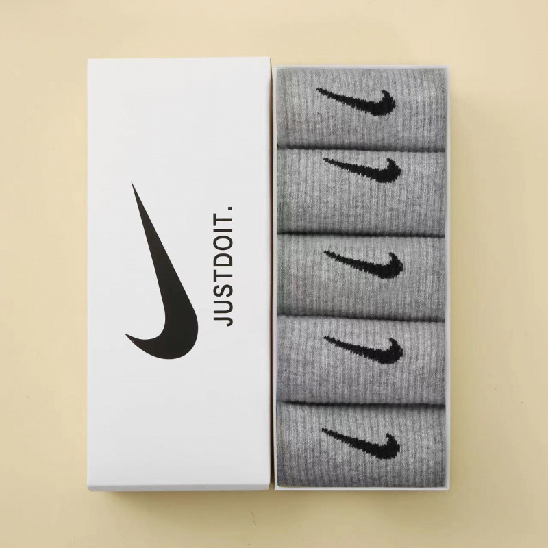 Nike Socks 5 Pairs Pack Men Women Sports Socks Cotton Casual Mid-Tube Socks UK - Picture 22 of 31