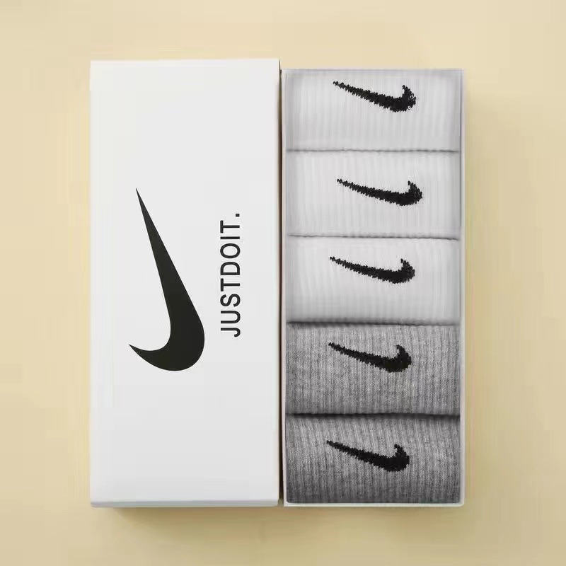 Nike Socks 5 Pairs Pack Men Women Sports Socks Cotton Casual Mid-Tube Socks UK - Picture 27 of 31