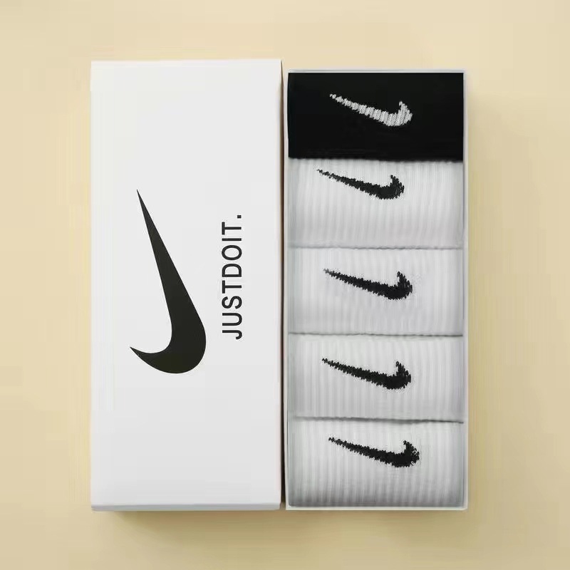 Nike Socks 5 Pairs Pack Men Women Sports Socks Cotton Casual Mid-Tube Socks UK - Picture 28 of 31