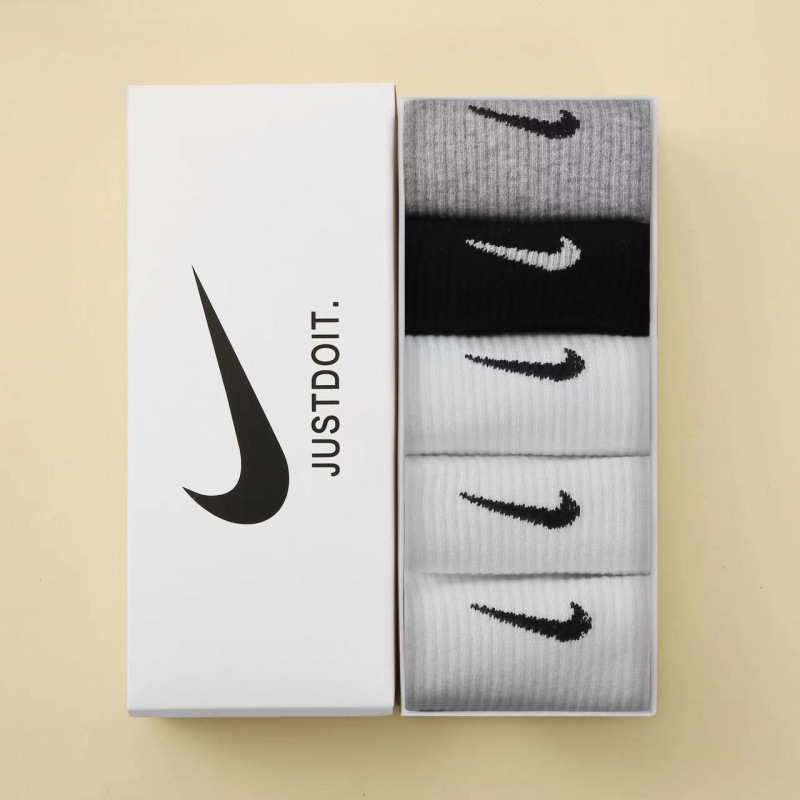 Nike Socks 5 Pairs Pack Men Women Sports Socks Cotton Casual Mid-Tube Socks UK - Picture 29 of 31