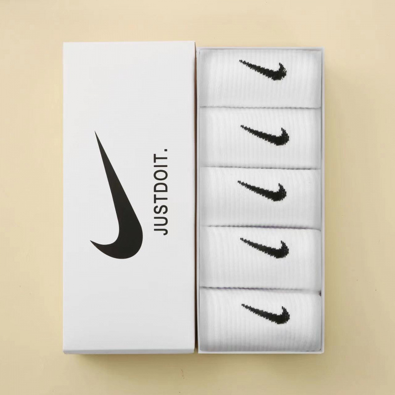Nike Socks 5 Pairs Pack Men Women Sports Socks Cotton Casual Mid-Tube Socks UK - Picture 20 of 31