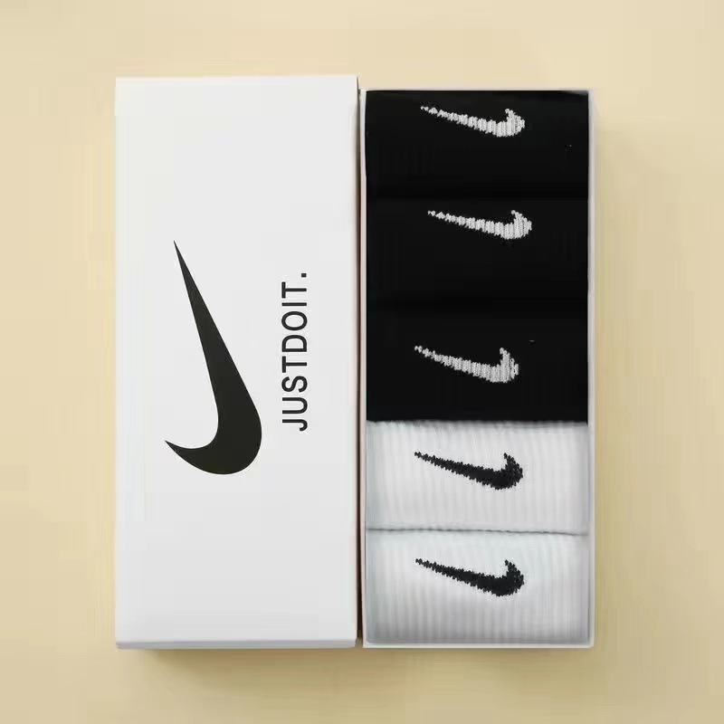 Nike Socks 5 Pairs Pack Men Women Sports Socks Cotton Casual Mid-Tube Socks UK - Picture 30 of 31