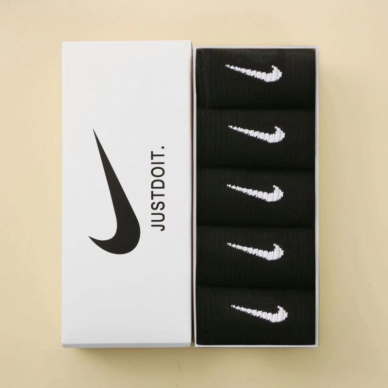 Nike Socks 5 Pairs Pack Men Women Sports Socks Cotton Casual Mid-Tube Socks UK - Picture 21 of 31