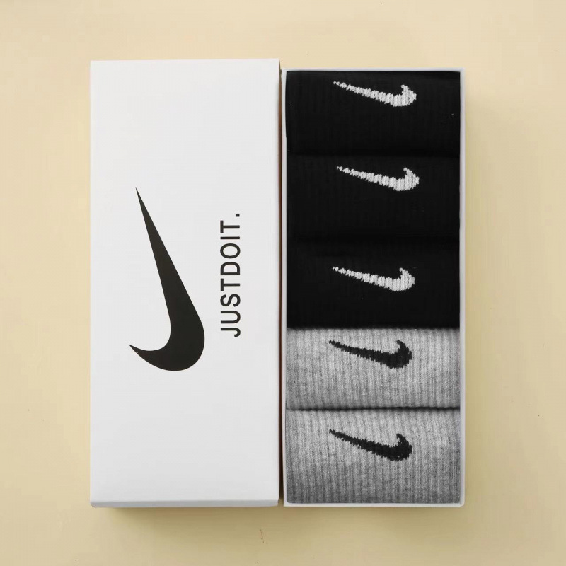 Nike Socks 5 Pairs Pack Men Women Sports Socks Cotton Casual Mid-Tube Socks UK - Picture 31 of 31