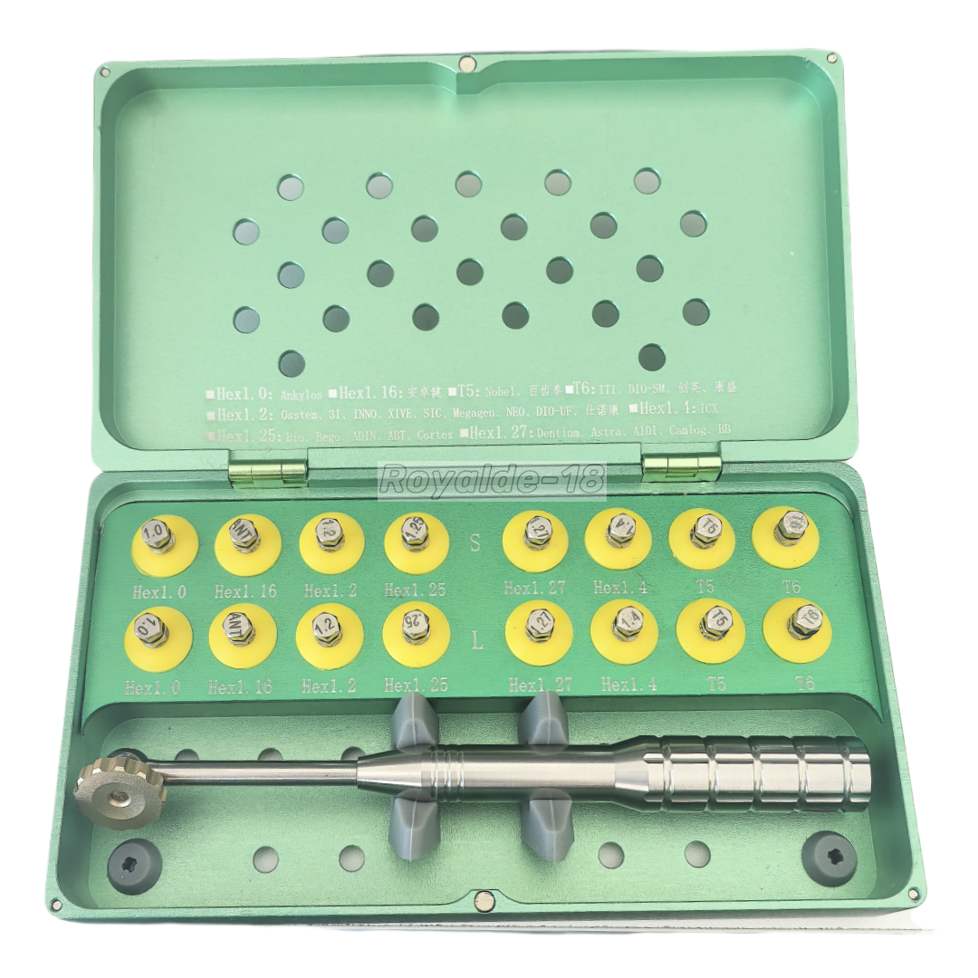 Dental Implan Screwdriver Tool Hand Torque Wrench Screw Metal Kit Hex T5/6 S/L