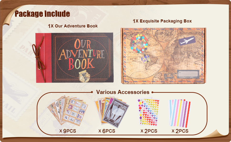Our Adventure Book Scrapbook Photo Album Retro Kraft