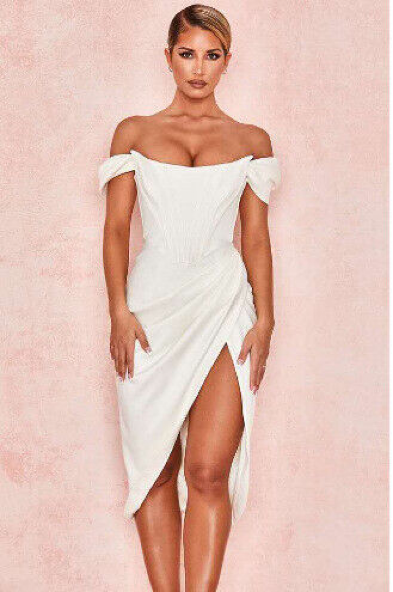 Sexy one shoulder slit irregular temperament spicy girl solid color dress