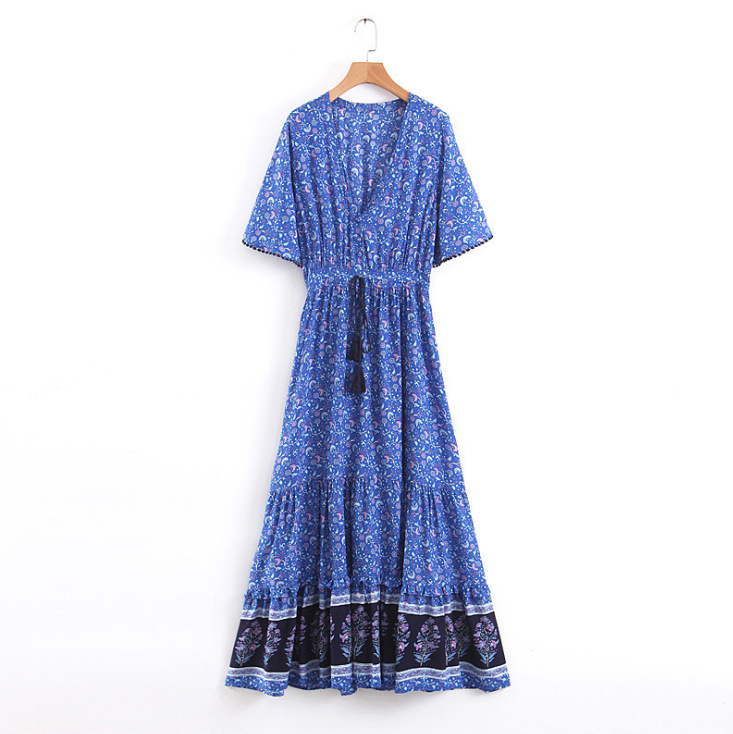 Printed dress Bohemian long skirt seaside vacation style - Picture 10 of 11