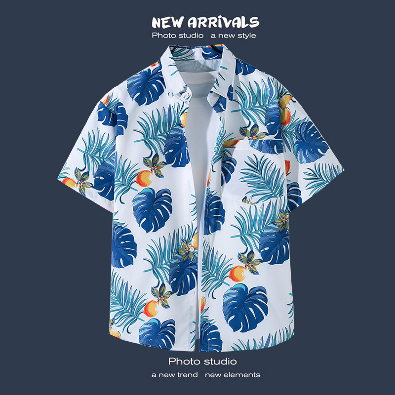Beach vacation versatile flower shirt men's short sleeved shirt - Picture 10 of 11