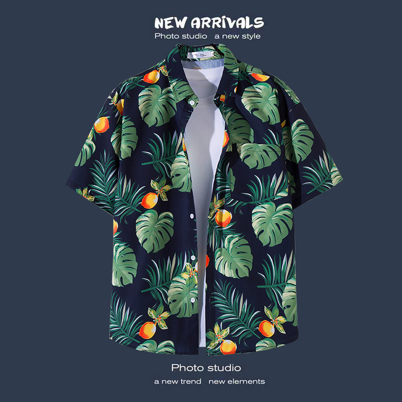 Beach vacation versatile flower shirt men's short sleeved shirt - Picture 11 of 11