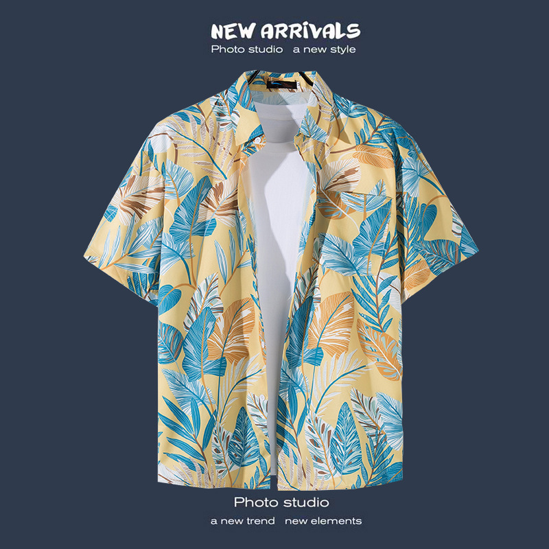 Beach vacation versatile flower shirt men's short sleeved shirt - Picture 8 of 11
