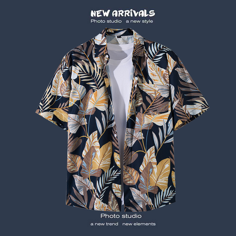 Beach vacation versatile flower shirt men's short sleeved shirt - Picture 7 of 11