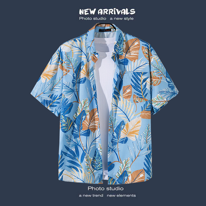 Beach vacation versatile flower shirt men's short sleeved shirt - Picture 9 of 11