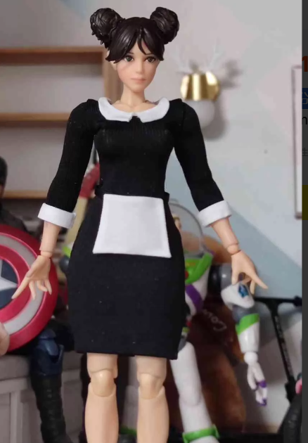 1/12 Scale Maid Costume Outfit Dress Clothes for 6&Prime; Romankey Female Figure