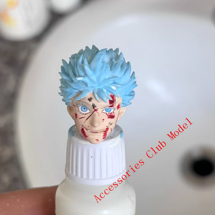 Painted 1/12 Custom Jujutsu Kaisen Gojo Satoru Head Carving For 6″Romankey Figur