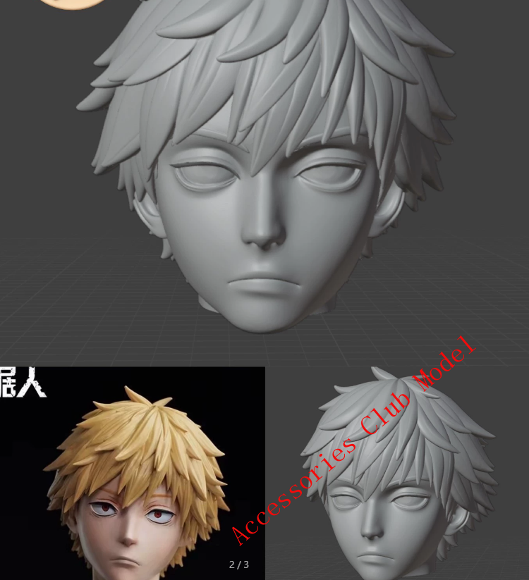 Chainsaw Man 1/12 Scale Denji Unpainted Head Sculpt for 6&Prime; Romankey/shf Action