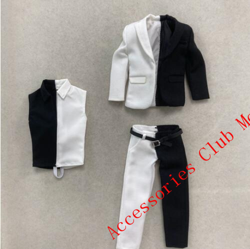 1/12 Black White Color Block Suit Cloth Outfit For 6″ Wind toys Action Figure