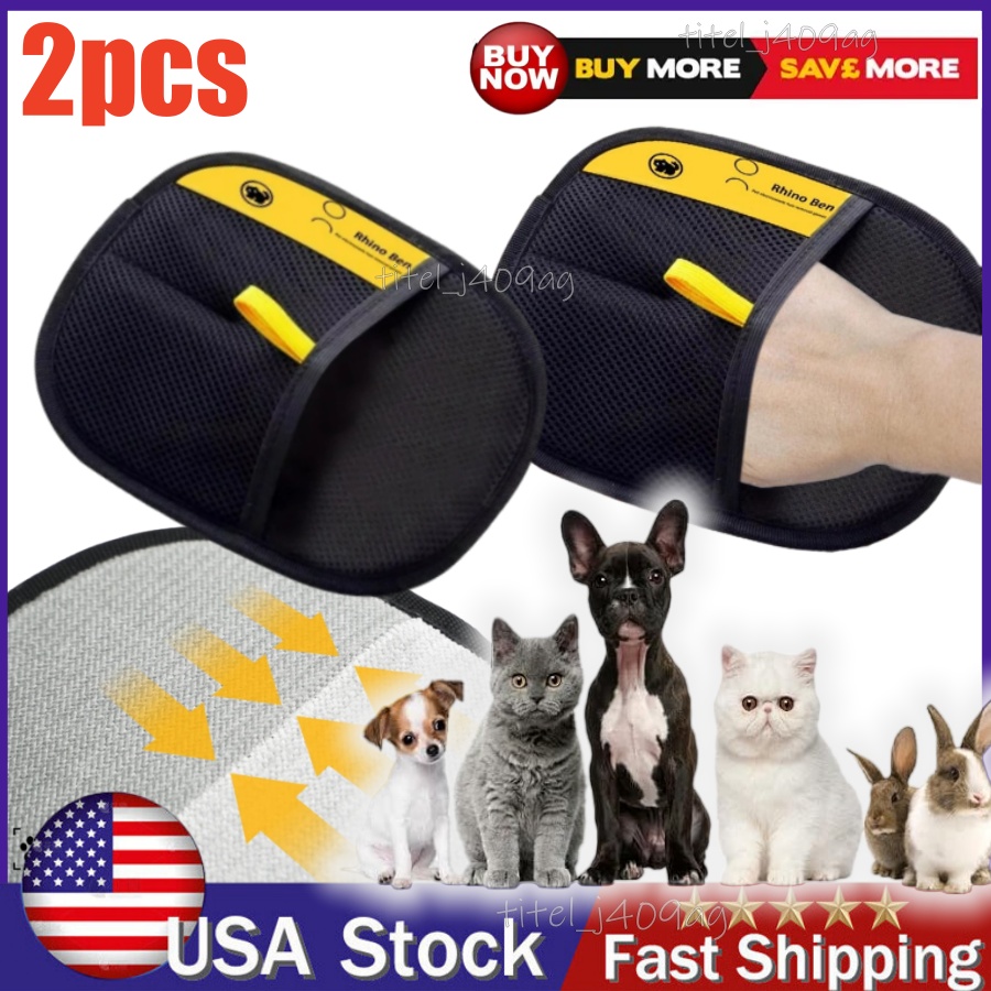 Pet Static Hair Removal Gloves Double*Sided Grooming Gloves For Cat Dog Reusable
