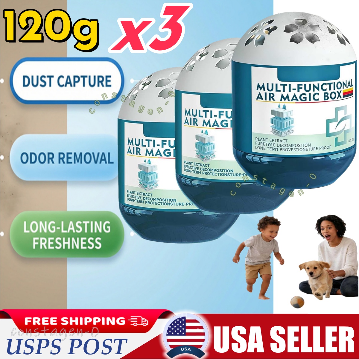 3x Indoor Air Purification Dust Removal Magic Box,Multi-functional Air Magic Box