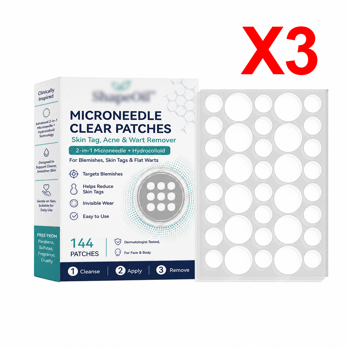 144Patches MICRONEEDLE CLEAR PATCHES For Skin Tag, Acne & Wart Remover