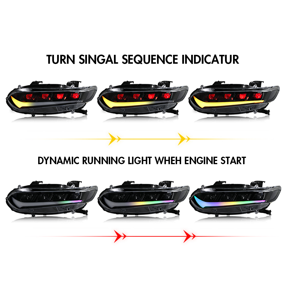 LED Headlights for Honda Accord 2018-2022 10th Gen Front Lamps Assembly 8 Lens