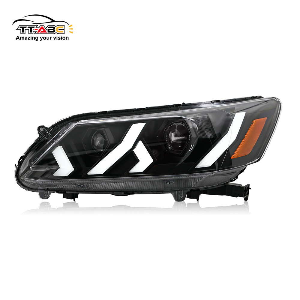 Pair Projector Headlights Halogen For 2013-2015 Honda Accord Sedan – Black Housing KSpeed DOT SAE