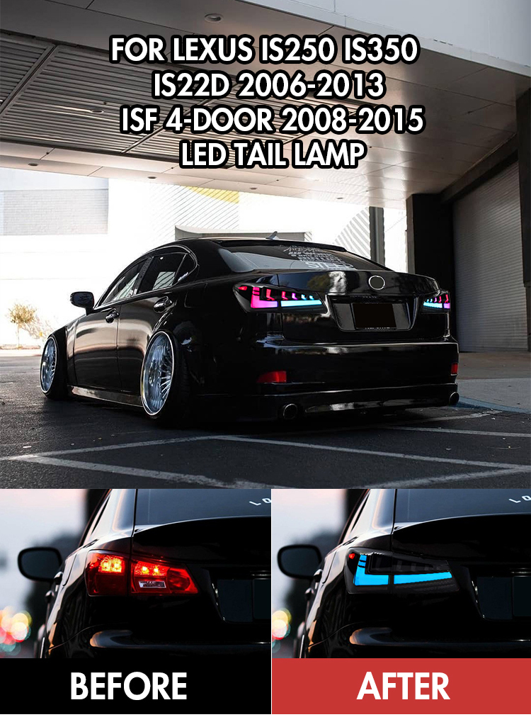 Pair RGB LED Tail Lights For Lexus IS250 IS350 ISF 2006-2013