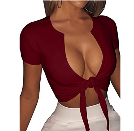 Neu Schulmädchen Mini T-Shirt Kurzarm Bluse Top Sexy Damen Crop Tank Top Bindeband - Bild 12 von 13