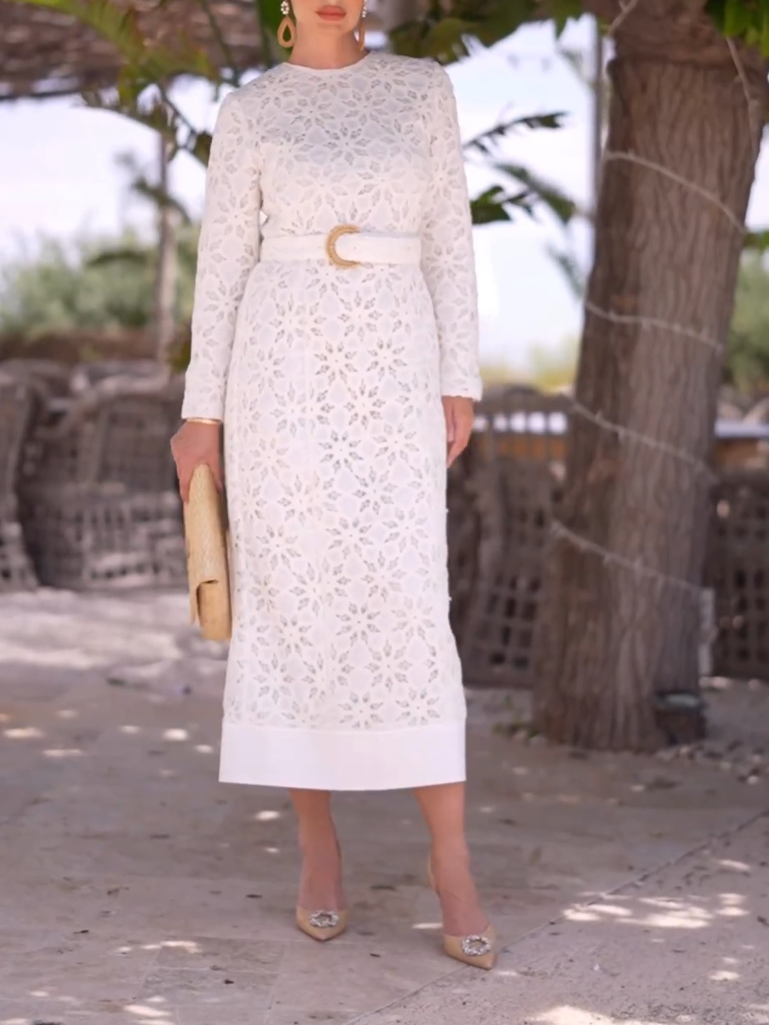 Moira White Midi Dress
