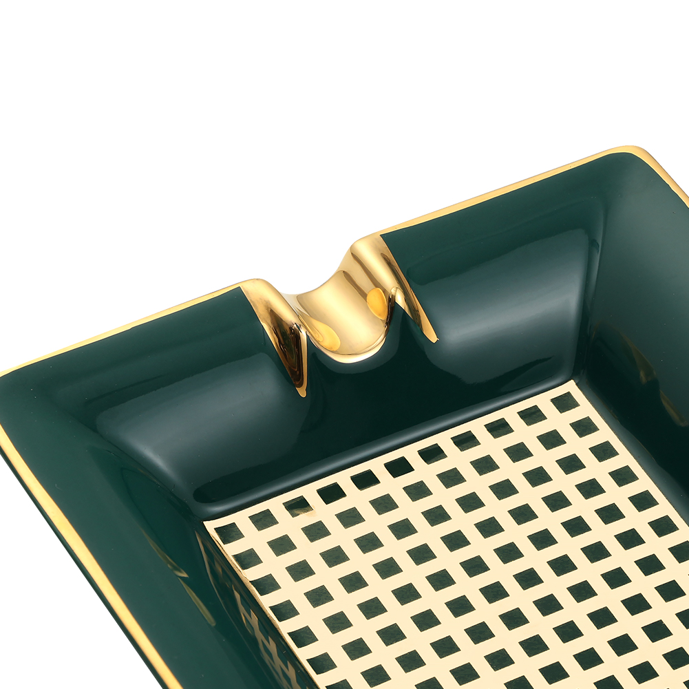 LUBINSKI Ashtray Ceramic Home 2 Slots Holder Cigar Ash Tray Luxury Travel Outdoor Ashtrays With Gift Box Packaging
